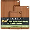 Bamboo Cutting Board, Durable Wood Cutting Boards for Kitchen with Deep Juice Grooves & Built-in Handles, Ideal Charcuterie & Chopping for Meat, Vegetables and Fruits Ideas Kitchen Gift for Home Cooks