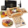 CIAOVI Charcuterie Boards Gift Set, Large Bamboo Cheese Board & Knife Set, Cheese Tray Wooden Charcuterie Board for Serving Food & Party - Wedding Gifts for Couples 2024 Housewarming Gifts for Women
