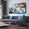 Large Canvas Wall Art With Black Wood Framed Abstract Blue and White Waves Picture Modern Canvas Prints Framed Wall Art for Living Room Bedroom Home Office Size 20x40