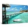 Startonight Canvas Wall Art - Boat on the Clear Water, Beach Picture for Living Room Photo Framed 32 x 48 Inches