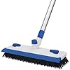 Qaestfy Floor Grout Scrub Brush with Squeegee 3 in 1, 55'' Extendable Long Handle Floor Scrubber Cleaner Brush for Scrubbing Deck, Tile, Garage Floor, Patio, Concrete, Rug, Shower Bathroom