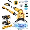 Qimedo Electric Spin Scrubber Extra Large Brush Q3,6000 mAh Best Battery Power Scrubber for Cleaning,1200RPM Shower Cordless Cleaning Brush with 8 Brushes for Bath/Tub/Tile/Floor (Smart Display)