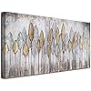 Acocifi Abstract Leaf Painting Wall Art Modern Aesthetic Picture Landscape Canvas Brown Gold Textured Artwork Framed for Men Bedroom Living Room Bathroom Kitchen Office Home Decor 40"x20"
