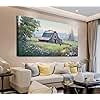 Acocifi Farmhouse Canvas Wall Art Cow Barn Picture Farm Landscape Painting, Wildflower Nature Scenery Print Artwork Living Room Bedroom Office Home Decor 40x20