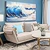 ENTANUB Ocean Wall Art for Living Room, Blue Abstract Canvas Wall Decor for Bedroom, Sea Wave Print Paintings, Size 29 x 59 Inches