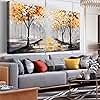 Tree Wall Art for Living Room, Gold and Black Print Painting for Bedroom, Ginkgo Picture Artwork Decor, Large Size 60x30 Inches