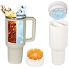 BBK Stanley Cup 2-in-1 Drink Separator Silicone Liner,40 oz Stanley Cup Liner ，Stanley Cup accessories，Stanley Cup Lid 40 oz，Stanley cup linery can be equipped with two beverages (White)