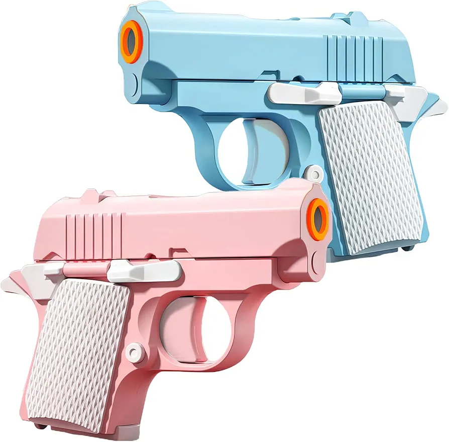 Cool Fidget 1911 Toy Gun, 2 Pack 3D Printed Mini Stress Relief Toys, Fidget Toys Suitable for Relieving ADHD & Anxiety Relief, for Adults and Kids (Pink Blue)