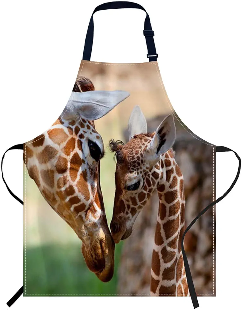 oFloral Lovely Giraffe Mom and Baby Apron Unisex Adjustable Bib Apron, Cooking Kitchen Chef Apron, Women Men Apron for Home Kitchen, Restaurant, Coffee house