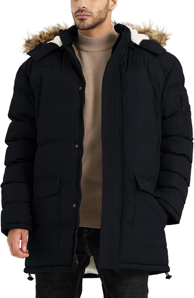 Winter Coats For Men Winter Jackets Water Resistant Warm Thicken Puffy Hooded Insulated Thicken Parka Coat