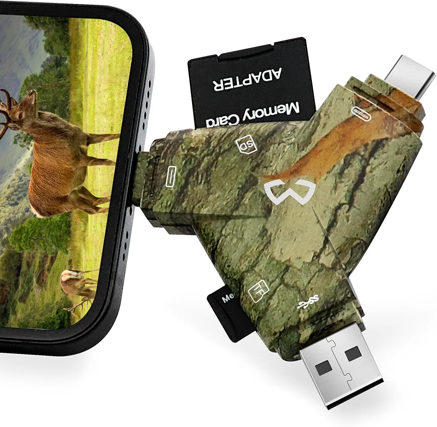 Trail Camera Viewer, Plug & Play for Hunters to View Photos and Videos, Compatible with Lightning, Type-C, Micro USB and USB, Perfect Deer Hunting Accessories
