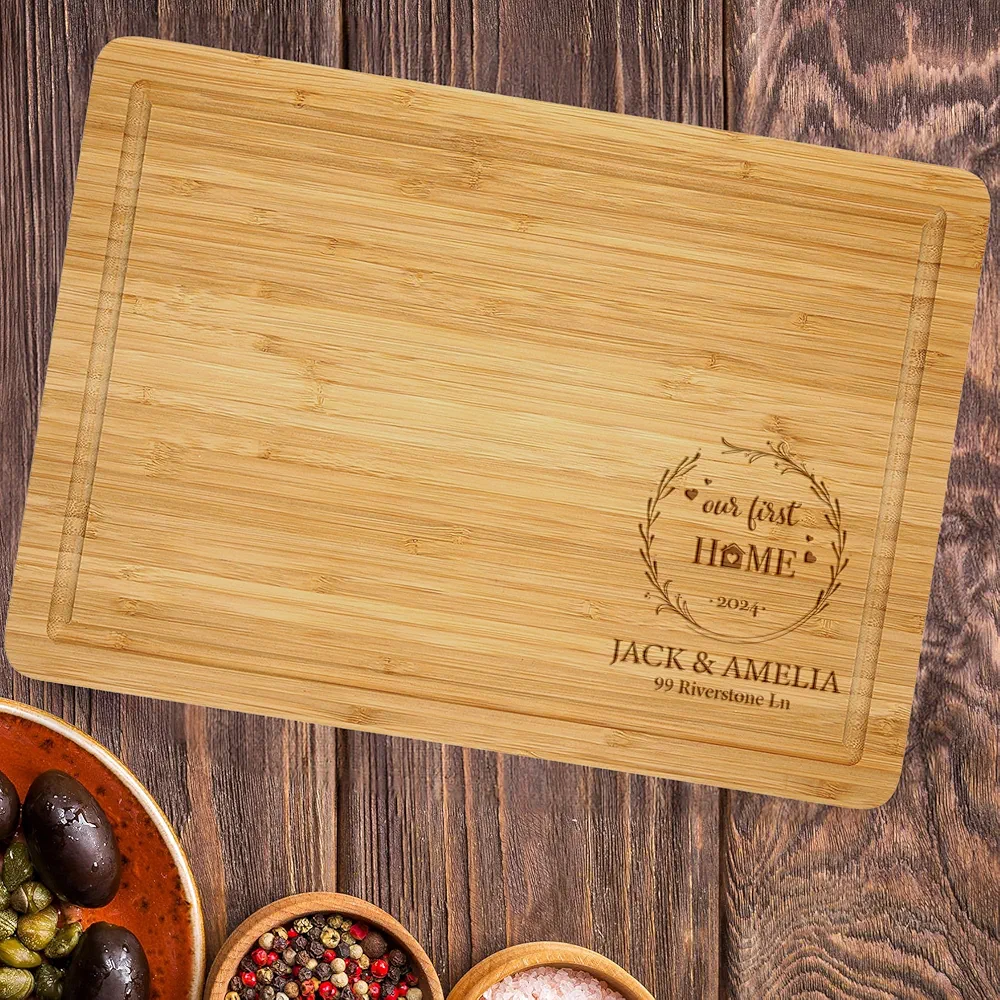 Our First Home Personalized Cutting Boards, Custom Housewarming Gifts New Home Couple, Customized Chopping Block Gifts for New Neighbor, Welcome To The Neighborhood Gift