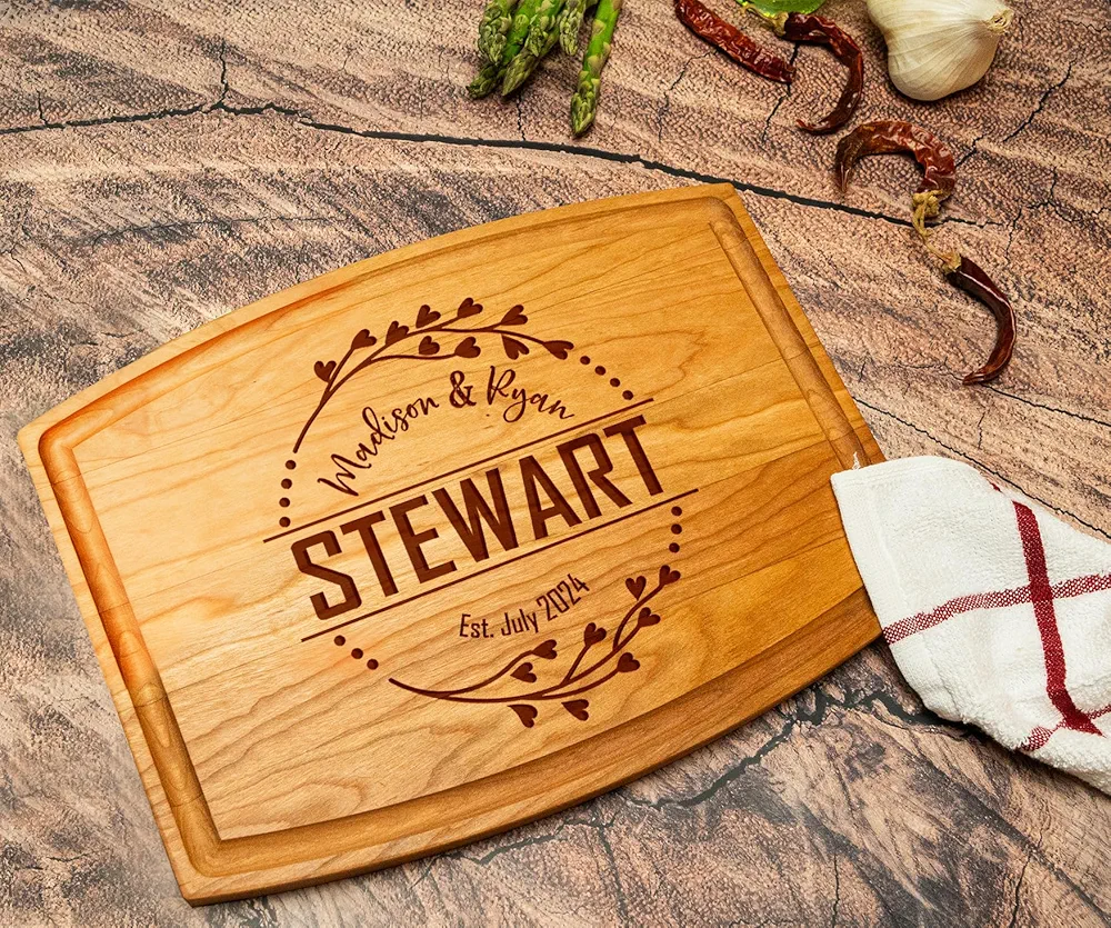 Silveroy Custom Wood Cutting Board Gift:Perfect Wedding & Anniversaries! Personalized Charcuterie Cheese Board for Couples, Friends, & Family. Ideal for Christmas, Bridal Shower, Housewarming