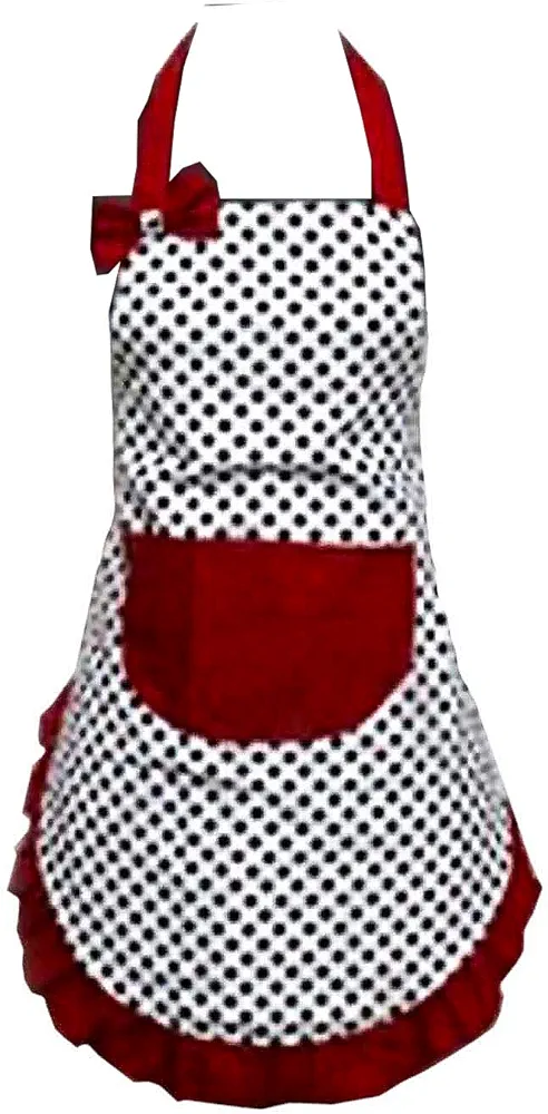 Hyzrz Lovely Lady Dot Flirty Canvas Funny Apron Restaurant Kitchen Aprons for Women Girls with Pocket (Black)
