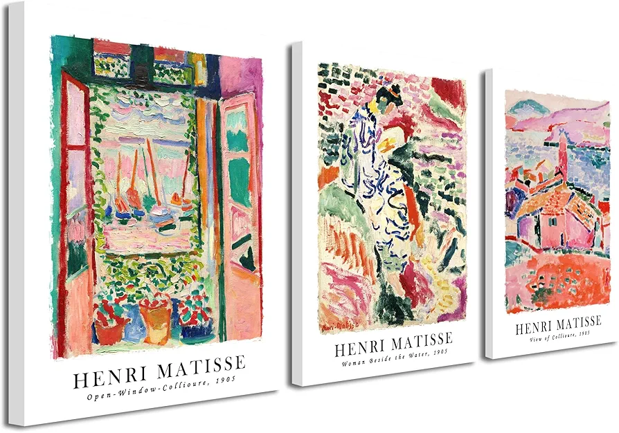 Wieco Art Canvas Wall Art 3 Piece Henri Mattise Art Abstract Colorful Matisse Posters Canvas Prints for Wall and Home Office Decorations