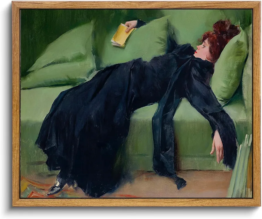 KBKBART Vintage Framed Wall Art, Moody Wall Decor Decadent Young Woman After the Dance Victorian Decor Canvas Paintings, Vintage Wall Decor for Bedroom Living Room Home Office Classical Bathroom Decor Wall Art (8"x10")