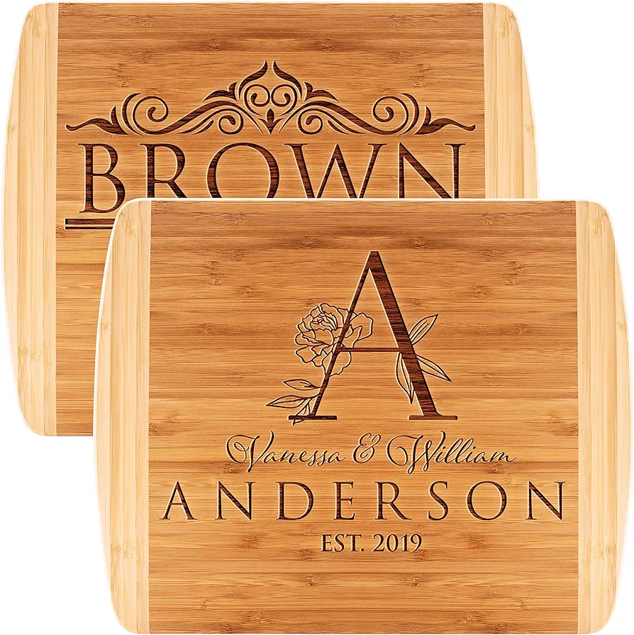 Personalized Cutting Board, 11 Designs, 13x11, Elegant Bamboo Cutting Board - Wedding Gifts for the Couples, Housewarming Gifts, Gift for Parents and Grandma, Kitchen Sign
