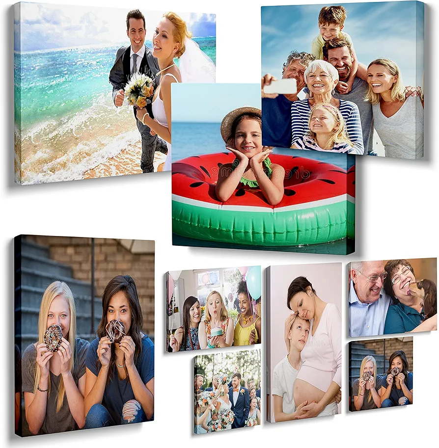 Canvas Prints with Your Photos, Personalized Photo Gifts Prints Photos on Canvas Wall Poster Framed Digitally Pictures Printed Wall Art Canvas Ideal for Family Wedding Christmas Brithdays Gift