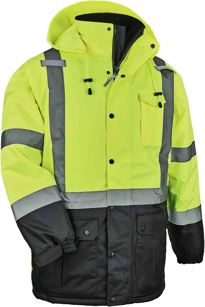 Ergodyne mens Class 3 Hi Vis Thermal Parka Quilted, Lime, XX-Large US