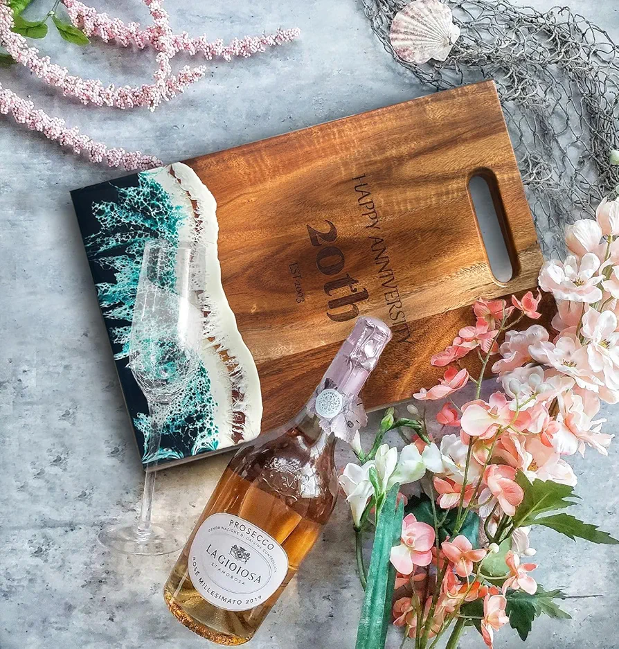 Personalized Charcuterie Board,Ocean Resin CheeseBoard,Gifts for the Couple,Engagement Gift, Wedding Gift,Anniversary Gift,Housewarming Gift (Large)