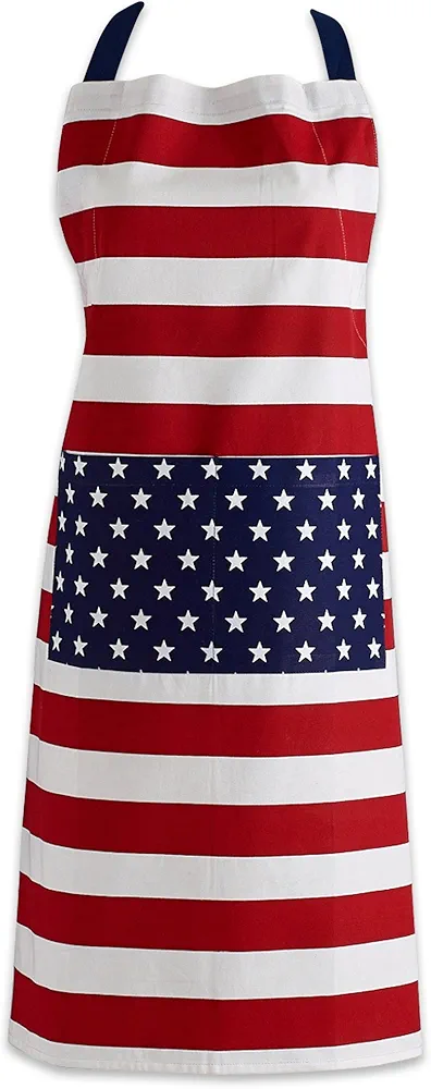 DII Patriotic Kitchen Apron for BBQ Grilling, Cooking or Baking, American Flag