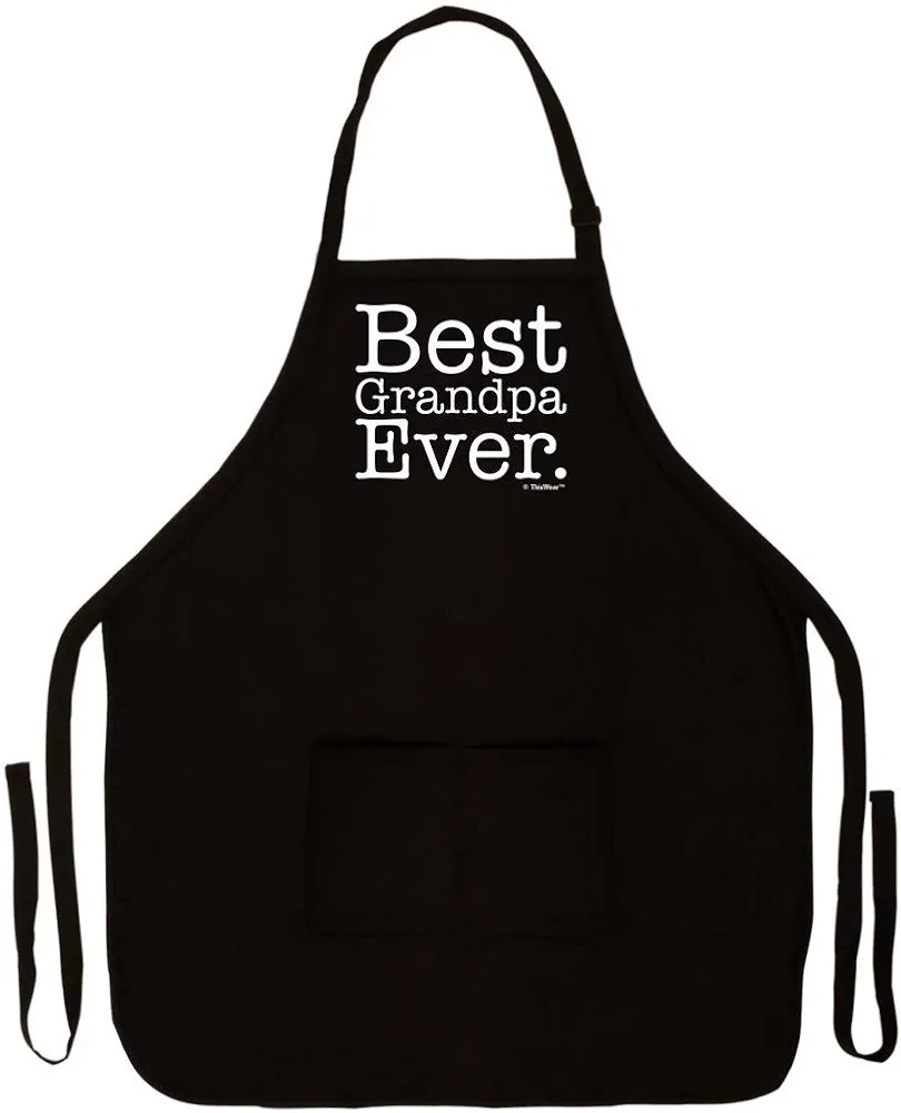 ThisWear Best Grandpa Ever Apron for Kitchen BBQ Barbecue Cooking Two Pocket Apron Black