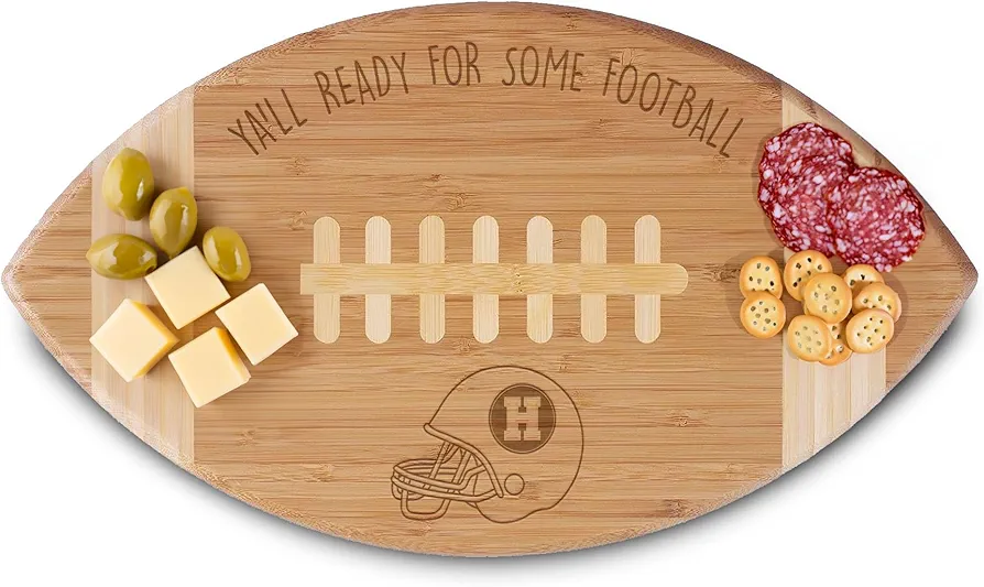Personalized cutting board, Football Shaped Cutting Board, Football Shaped Charcuterie Board, football team logo, Tailgate Serving Board (Ya'll Ready for Football)