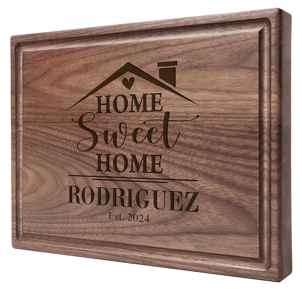 Personalized Cutting Board, Custom Wedding, Anniversary or Housewarming Gift Idea, Wood Engraved Charcuterie, for Friends and Family Home Sweet Home 033