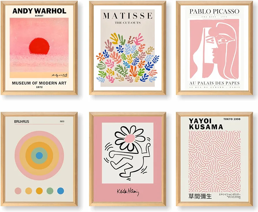 dazongweihan Pink Matisse Prints Wall Art, Aesthetic Posters Danish Wall Art, Flower Market Exhibition Posters,8x10in, Unframed,Set of 6(F)
