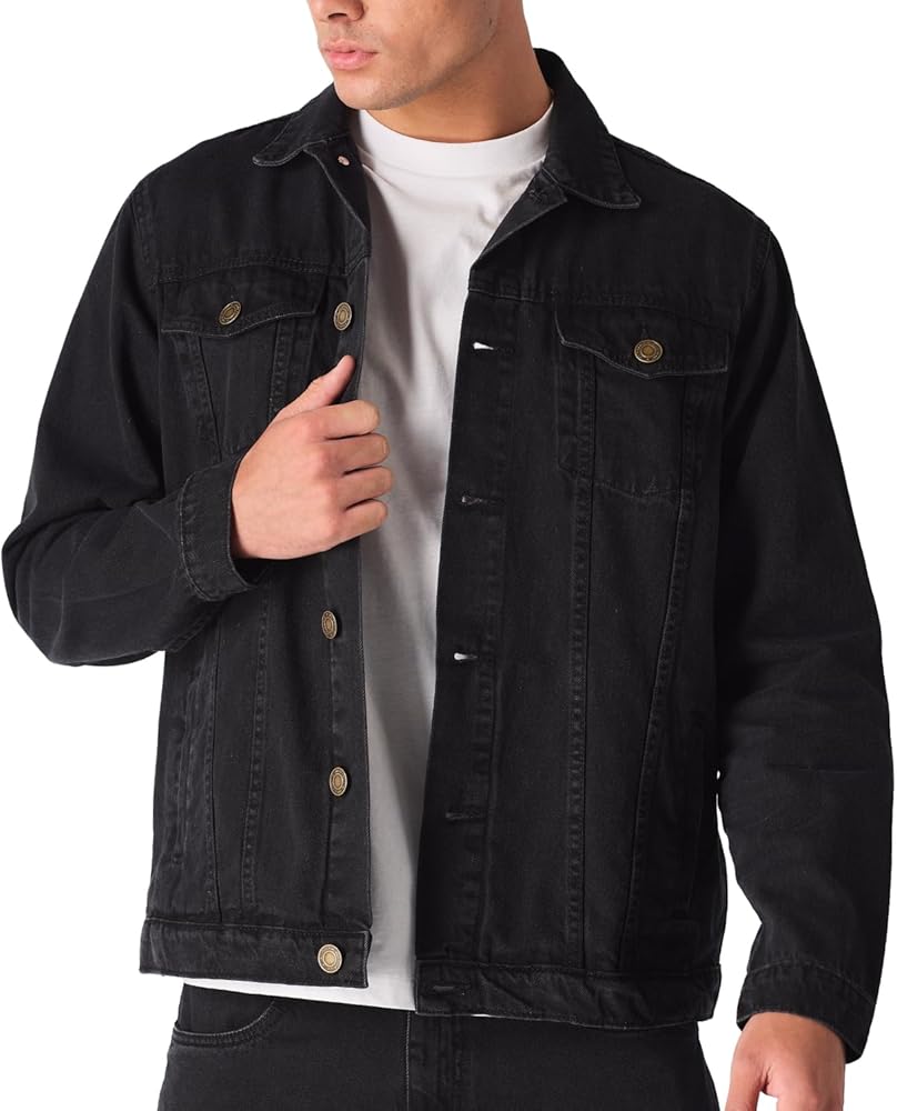 Jean Jacket For Men - Classic Trucker Style Slim Fit Casual Outerwear Button Down Cowboy Cut - Men's Denim Jacket