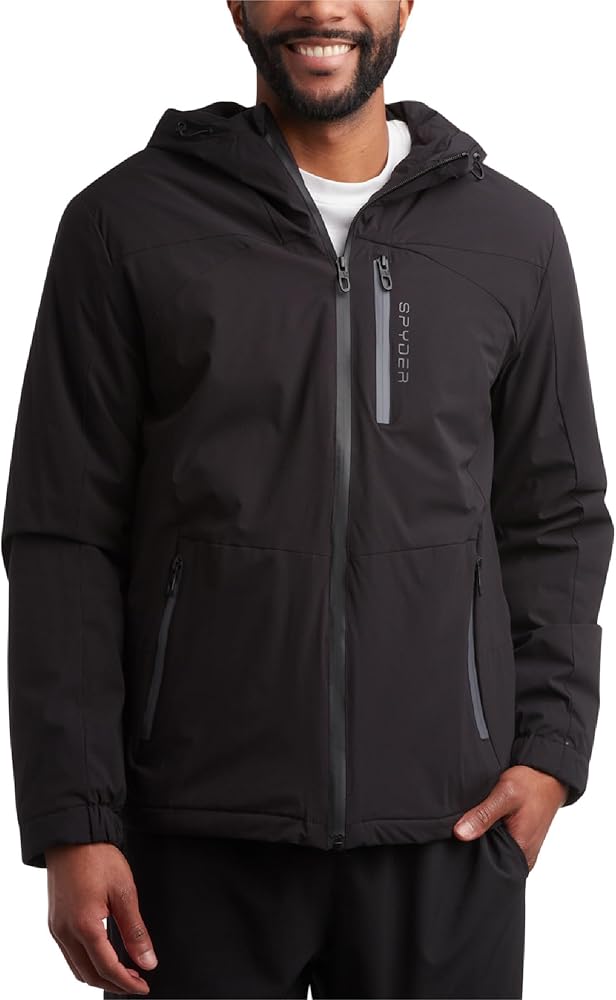 Spyder Men's Jacket - Full Zip Up Hood Spyderlite Jackets for Men - Soft Stretch Insulated Fleece Outdoor Jacket (S-XL)