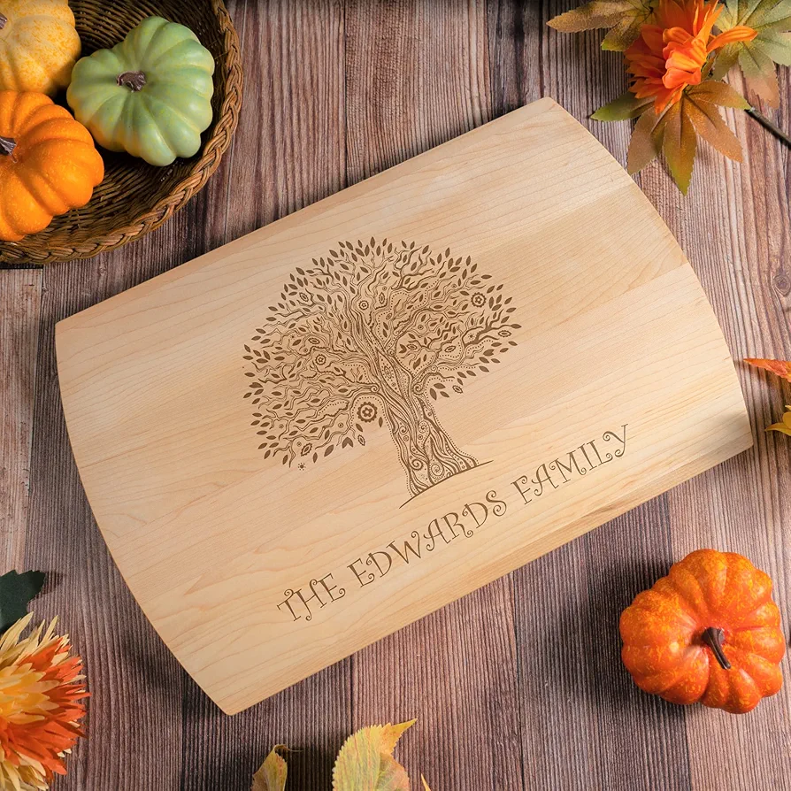 Personalized Tree of Life Cutting Board - Custom Laser Engraved Wood Chopping Board- Great for Father's Day Wedding, Anniversary, Birthday, and more - 3 Wood Types & Sizes
