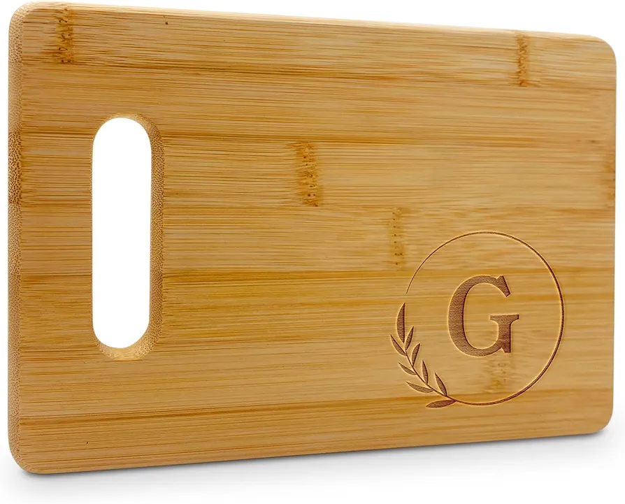 Personalized Cutting Boards - Small Monogrammed Engraved Cutting Board (G) - 9x6 Customized Bamboo Cutting Board with Initials - Wedding Kitchen Gift - Wooden Custom Charcuterie Boards by On The Rox