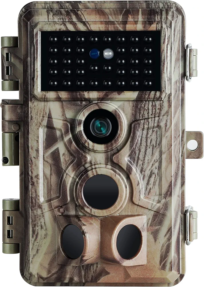Trail Camera, 1296P Full HD 32MP Wildlife Camera with Night Vision 42pcs No Glow Infrared LED 0.2s Trigger Time Motion Activation 82FT Detection Distance IP66 Waterproof for Hunting Scouting