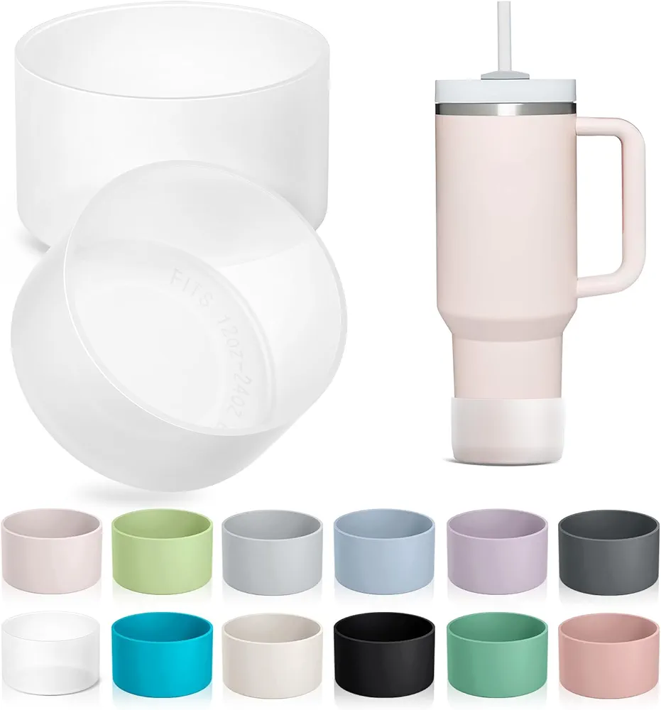KTKUDY 2-Pack Silicone Boot for Stanley Tumbler 40 30 20 oz & Intended for Hydro Flask 12-24 oz - Cup Boot fit Select Yeti, Simple Modern, Owala Water Bottle - Bottom Cover Accessories Fit Stanley Cup