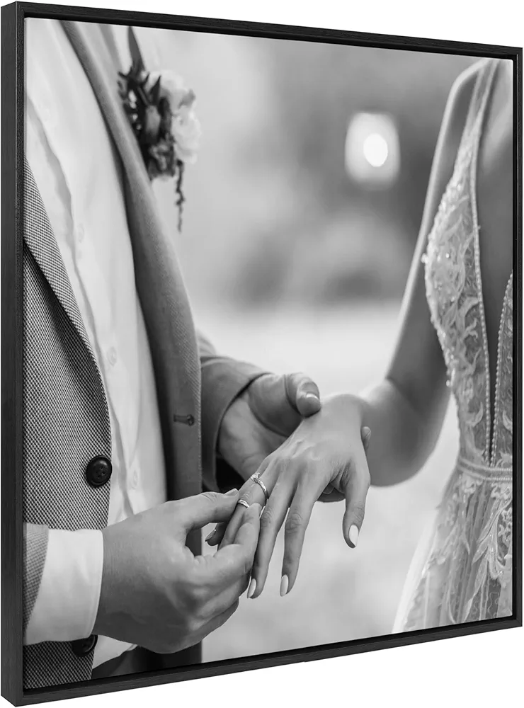 Kate and Laurel Sylvie Square Custom Printed Framed Canvas Wall Art, 30x30 Black, Personal Canvas Print with Your Photos for Bedroom or Living Room Gallery Wall | Printed and Hand Framed in the USA