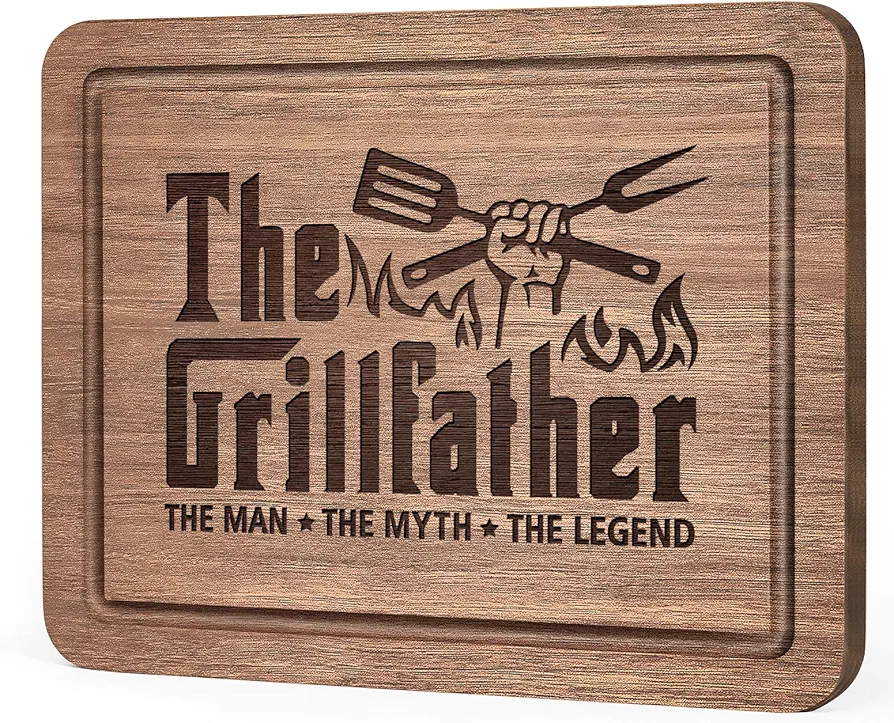 Novelty Gifts for Dad, Dad Christmas/Birthday Gifts- Engraved Walnut Grill Cutting Board 11"*8.5"- Thoughtful Gifts for Dad from Daughters Sons, Presents Gifts for Dad/Father/Step Dad