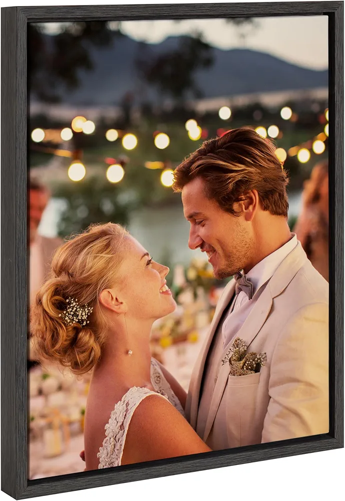 Kate and Laurel Sylvie Custom Printed Framed Canvas Wall Art, 16x20 Dark Gray, Personal Canvas Print with Your Photos for Bedroom or Living Room Gallery Wall Decor | Printed and Hand Framed in the USA