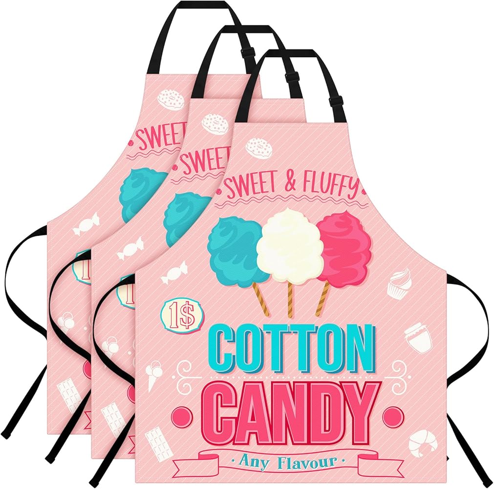 Toulite 3 Pcs Sweet Candy Apron Cooking Kitchen Apron with Adjustable Neck for Men Women Suitable for Home Kitchen Cooking Waitress Chef Grill Apron