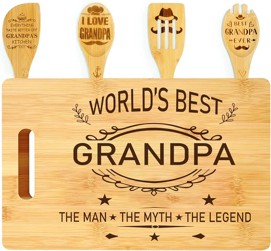 KOLWOVEN Dad Cutting Board Gifts for Dad from Daughter, Fathers Day Birthday gifts for Grandpa, best grandpa gifts, Grandfather Gift (Grandpa- Cutting Board Gifts)