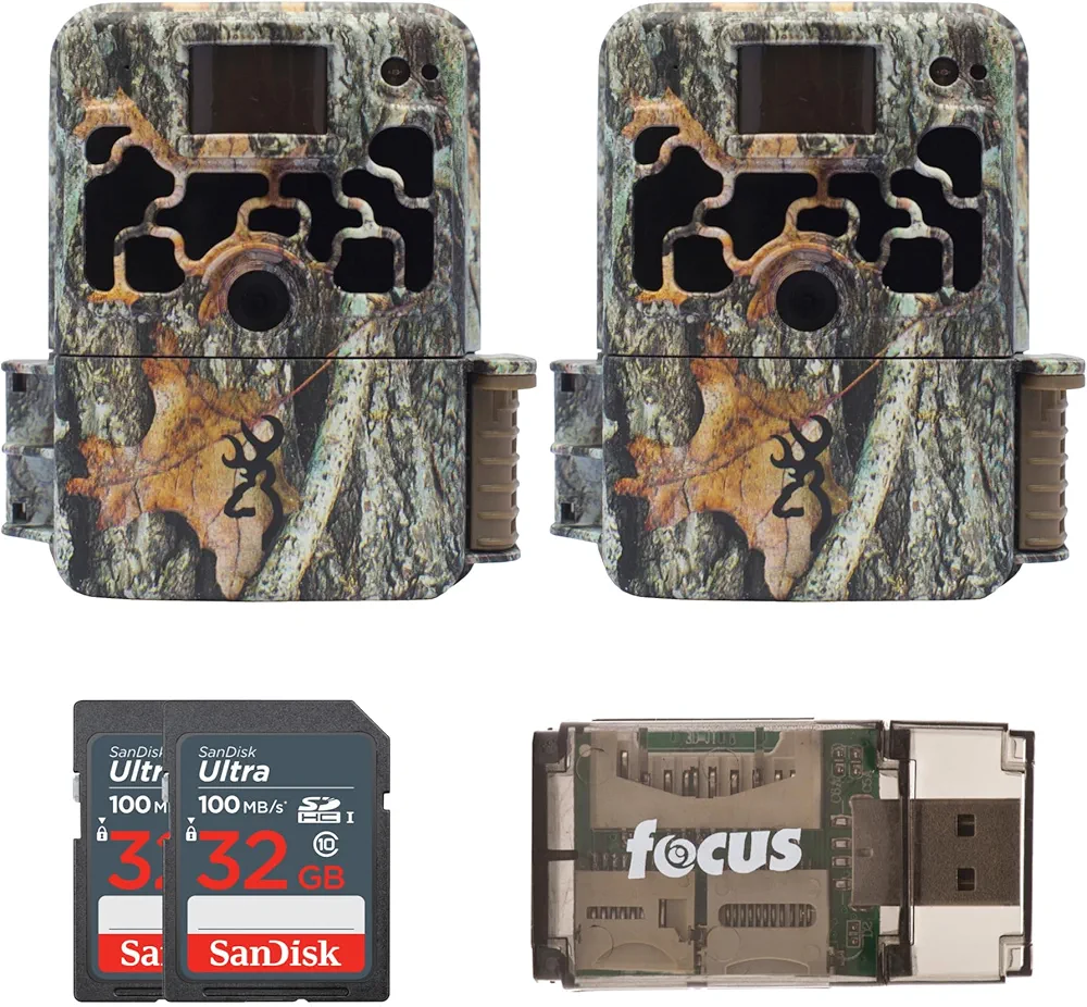 Browning Trail Cameras Two Dark Ops Extreme 16MP Game Cameras with 2 16GB Cards and Focus USB Card Reader