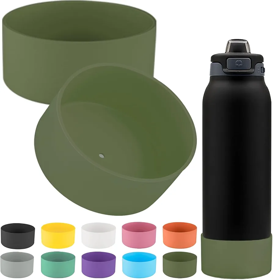 2 PCS for Ello Pop Water Bottle Boot, Silicone Bottom for llo Pop 32oz Water Bottle, for Ello Pop Stainless Steel Water Bottle Accessories Avoid Scratches and Noise (Military Green, 320z)