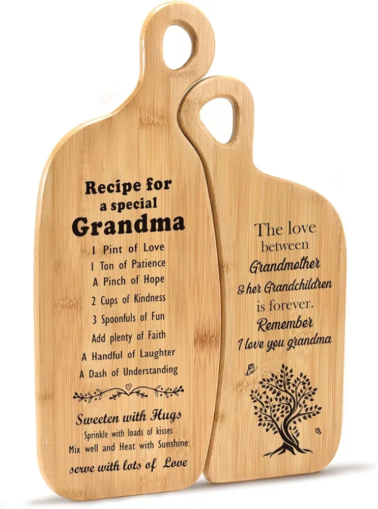 Birthday Gifts Ideas for Grandma Unique Mothers Day Gifts from Grandchildren, Great Grandma Birthday Gifts for Nana, Gigi from Granddaughter Grandson, Recipe for a Special Grandma Cutting Board Set