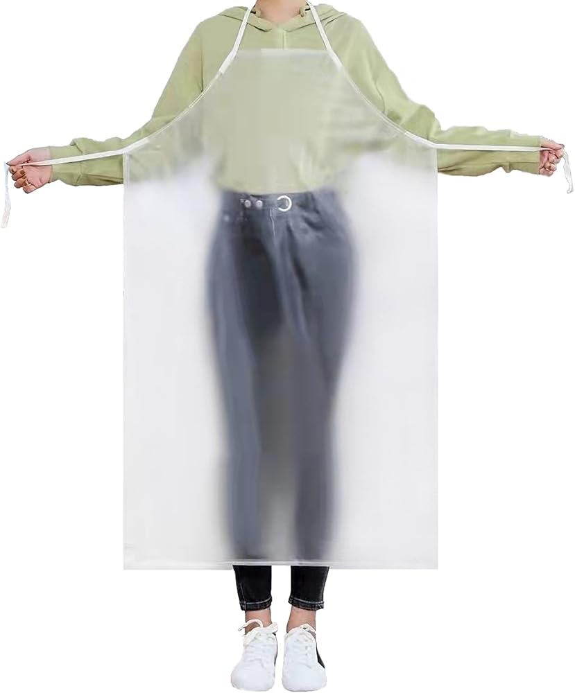 Unisex 47 x 27.5 inches Heavy Duty Transparent PVC Waterproof Apron, Dishes Washing Kitchen Cooking, Clear