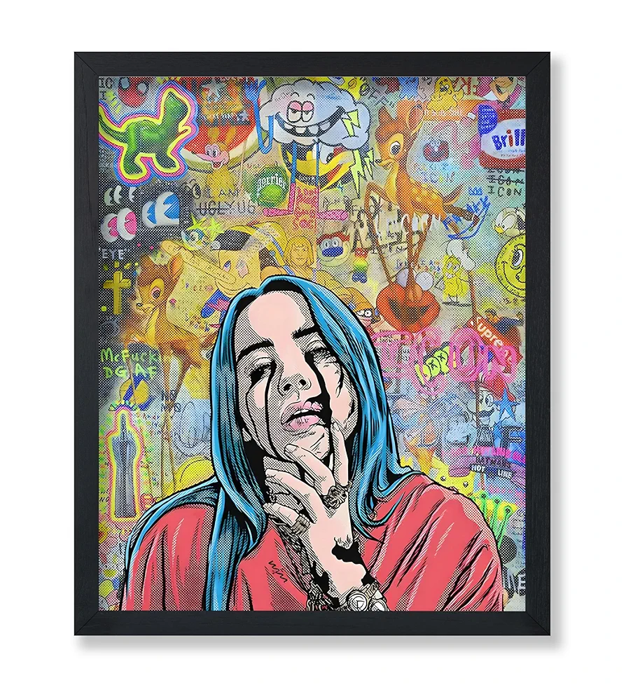 Monem Art Billie Poster - Portrait Print - Graffiti Art - Singer Art - Street Art - Pop Art - Musician Art - Colorful Art - Music Art - Great Living Room or Bedroom Decor - 11x14 UNFRAMED Wall Art
