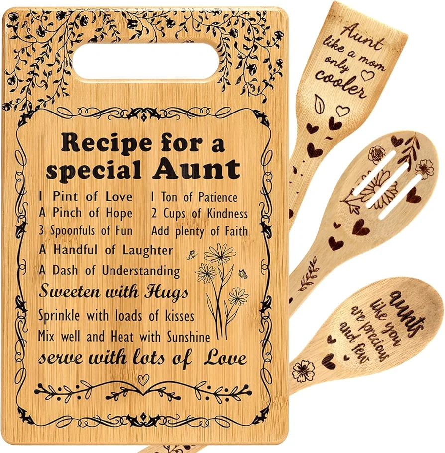 Aunt Gifts Best Aunt Ever Gifts Aunt Gifts from Niece and Nephew Announcement Promoted to Aunt Gifts Birthday Christmas Gifts for New Aunt Aunty Aunties Tia Titi Aunt Kitchen Gift Cutting Board Set