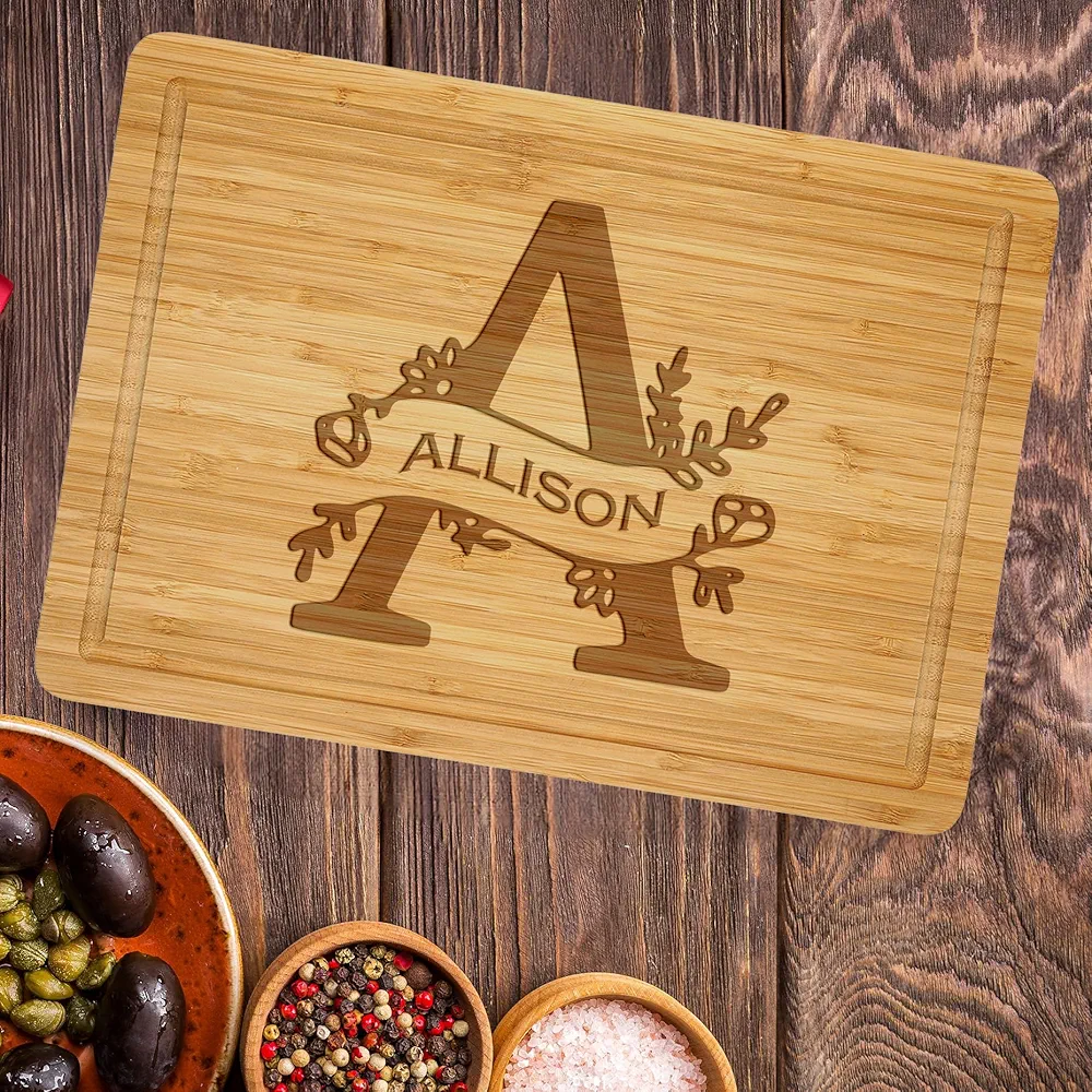Personalized Cutting Board, Monogrammed Custom Gifts for Anniversary, Wedding, Housewarming, Bridal Shower, Customized Chopping Blocks, Monogram Cutting Board with Initial