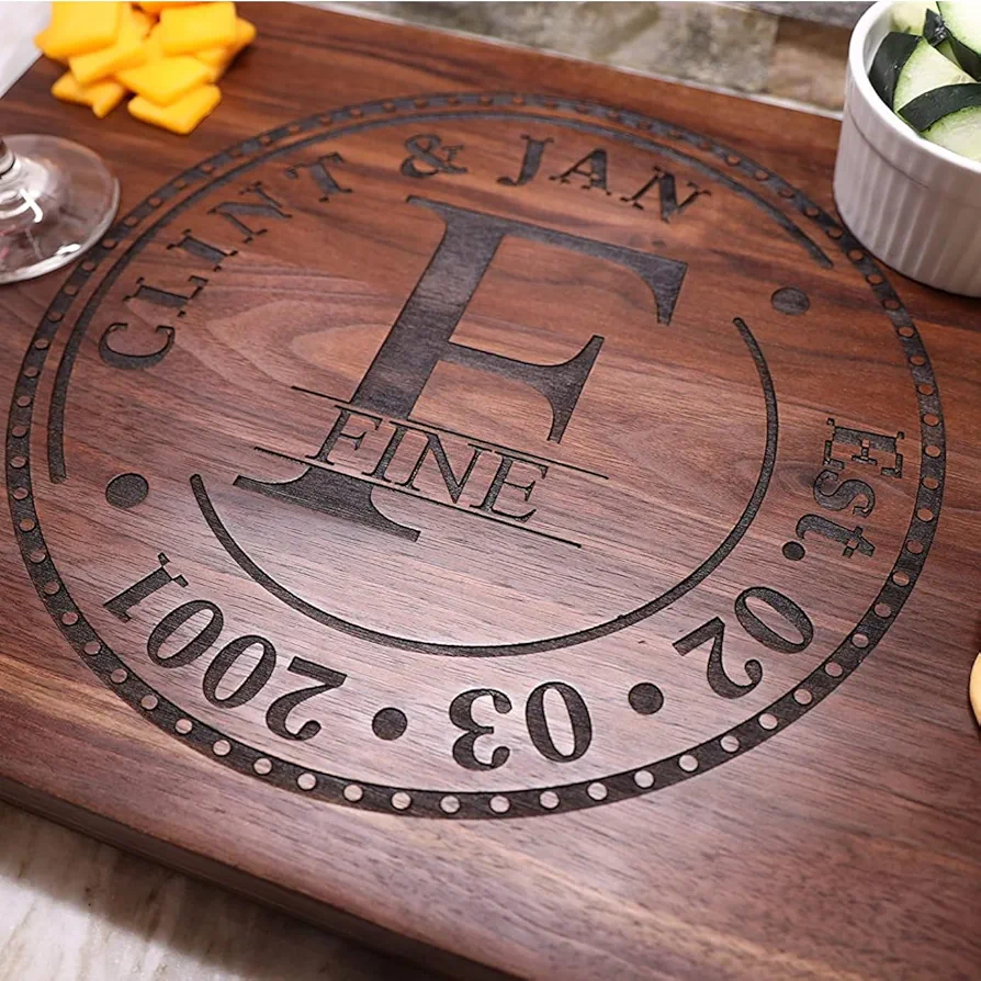 Christmas Gifts for Women - Personalized Cutting Board with Engraved Name & Date - Gift for Newlyweds, Chefs, or Cooking Enthusiasts - Wedding gifts that are custom!