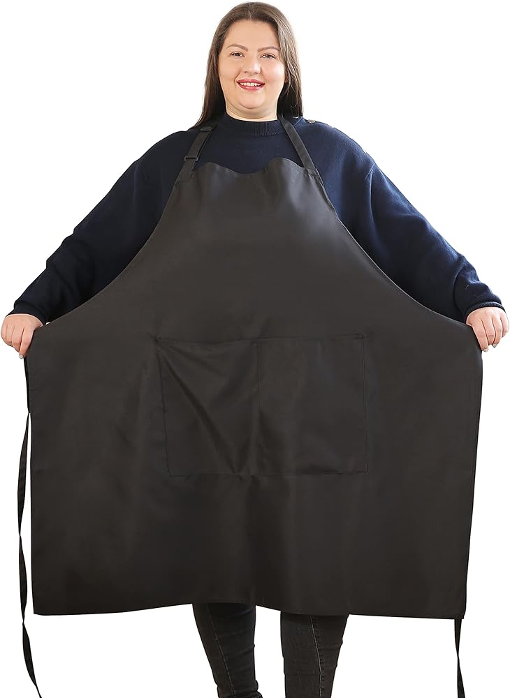 APRONNER Plus Size Aprons for Women with Pockets Durable Long Adjustable Bib Kitchen Cooking