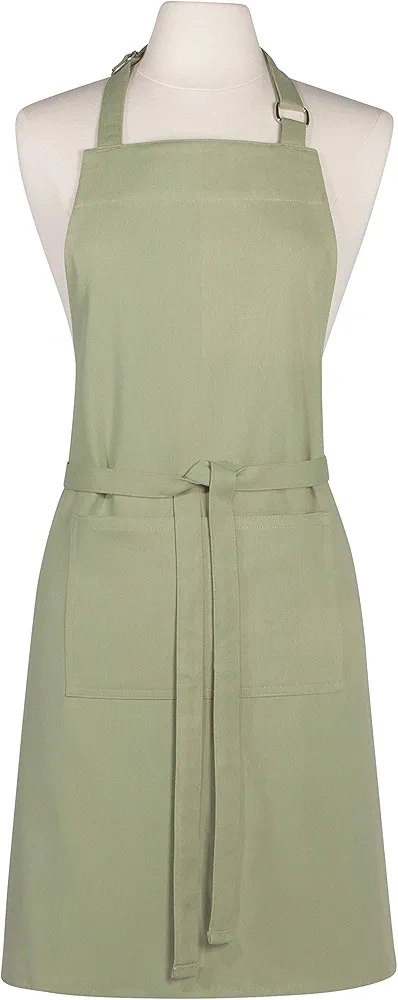 Now Designs Cotton Chef's Kitchen Apron, Solid Sage Green 28 x 32 in
